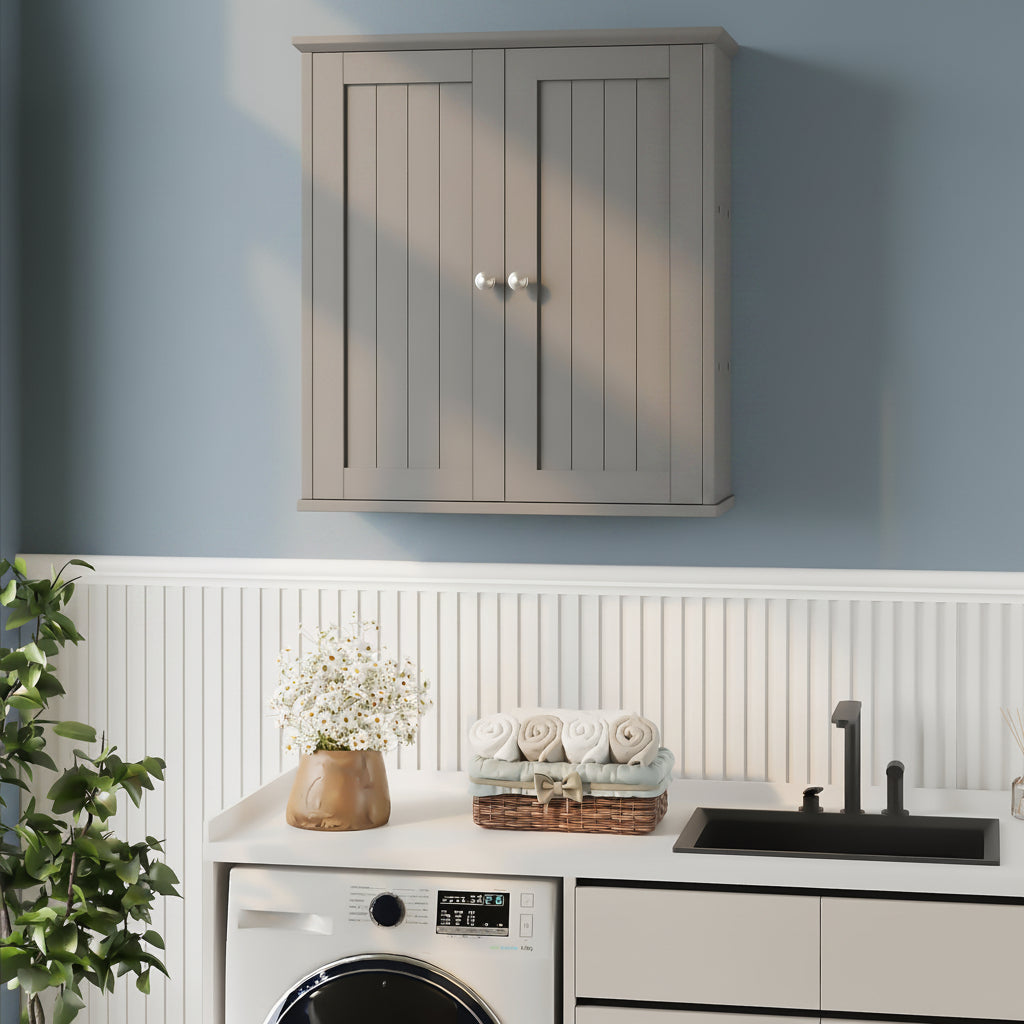 Bathroom Wall-Mounted Cabinet with 2 Doors and Storage Shelves