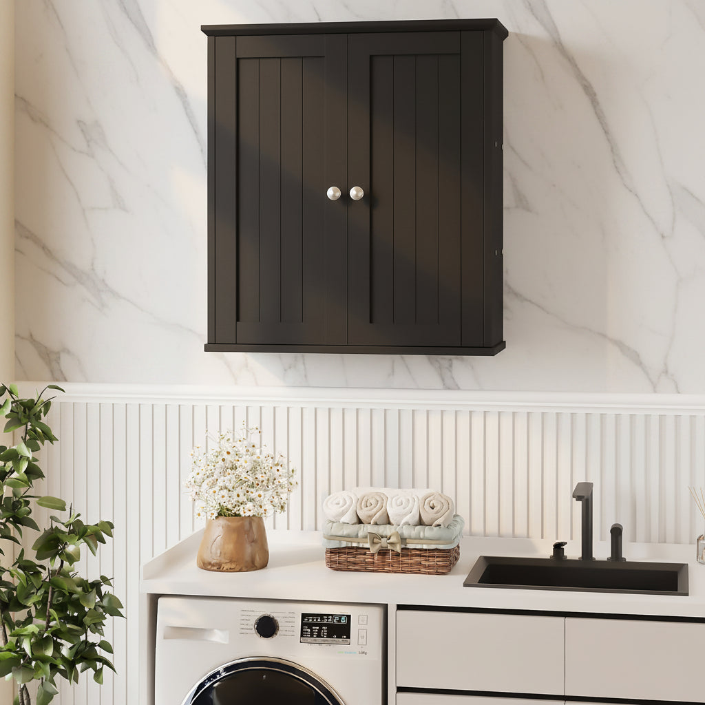 Bathroom Wall-Mounted Cabinet with 2 Doors and Storage Shelves