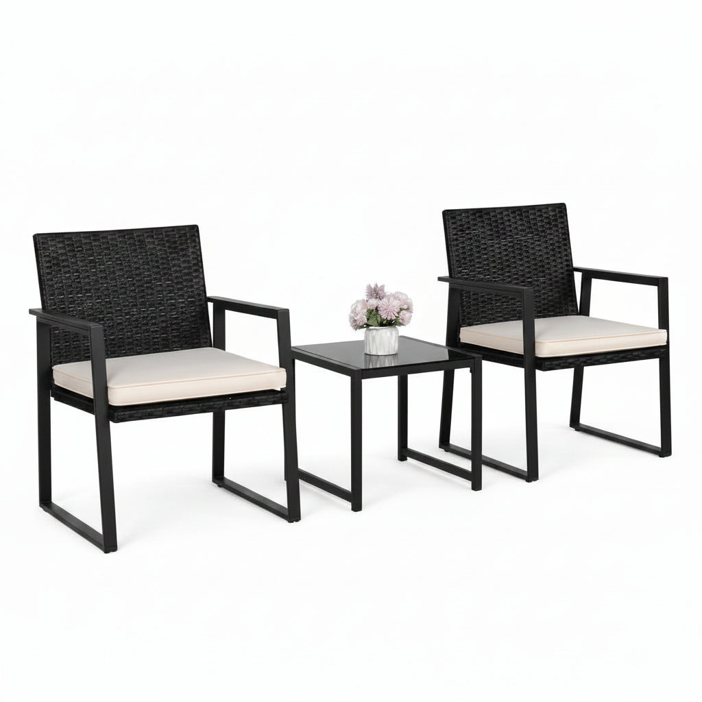 Outdoor Wicker Bistro Set Two Chairs Outdoor Patio Table