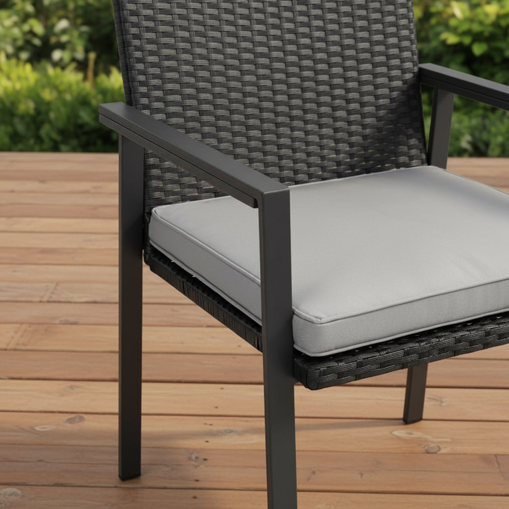 Outdoor Wicker Bistro Set with 2 Chairs & Table