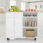Kitchen Island Cart Solid Wood Top Forty Two Inch Storage