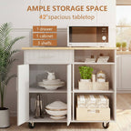 Kitchen Island Cart Solid Wood Top Forty Two Inch Storage