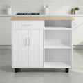 Kitchen Island Cart Solid Wood Top Forty Two Inch Storage