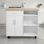 Kitchen Island Cart Solid Wood Top Forty Two Inch Storage