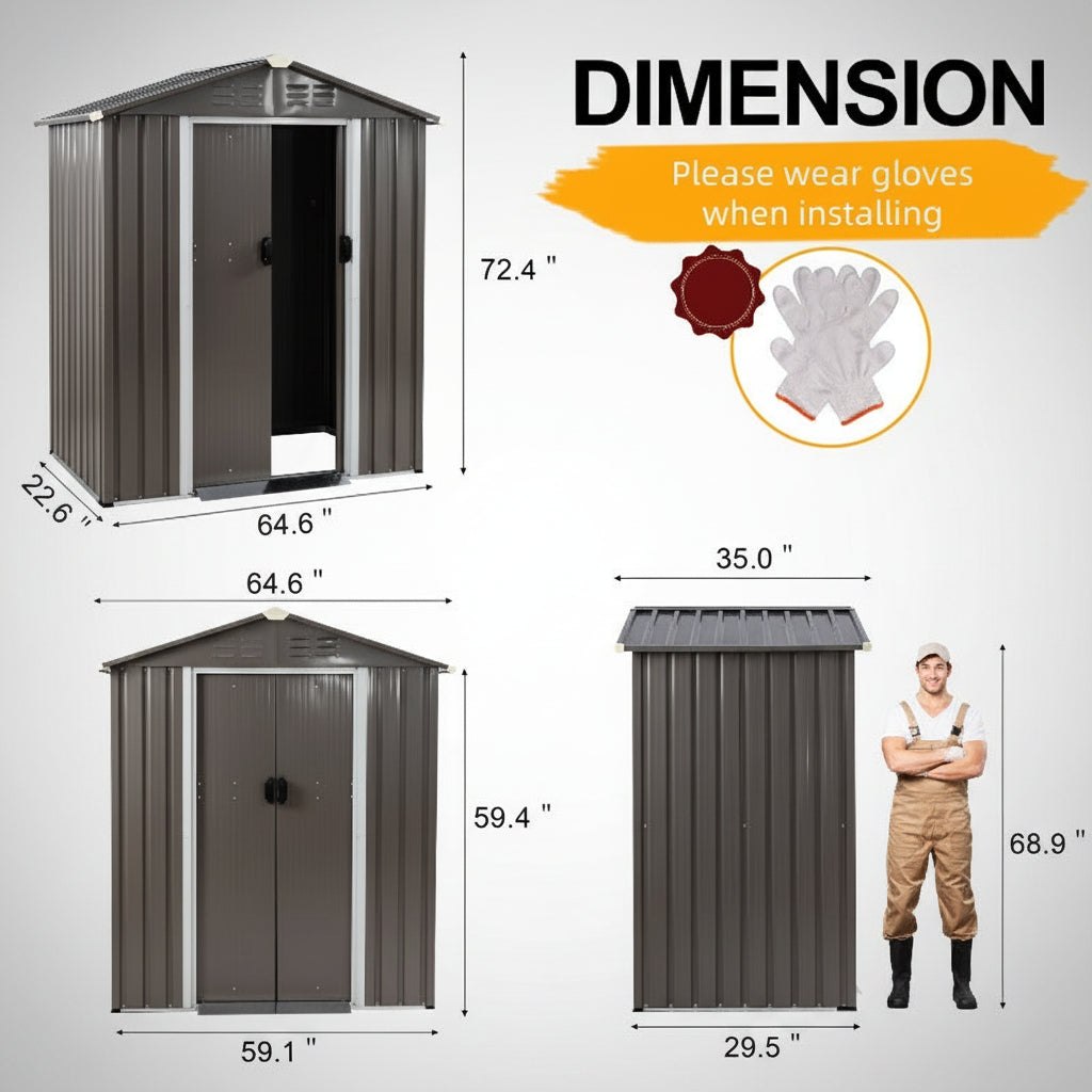 Outdoor Steel Storage Shed for Garden & Backyard