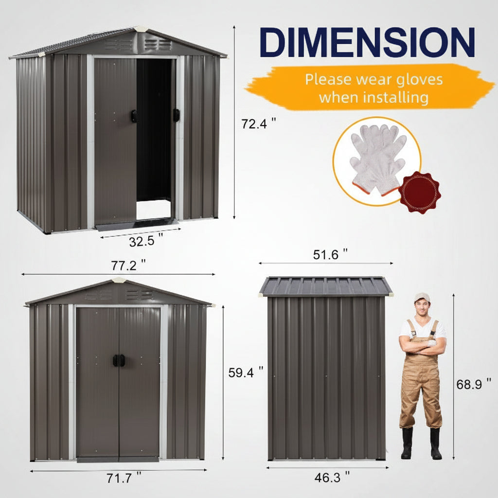 Outdoor Steel Storage Shed for Garden & Backyard