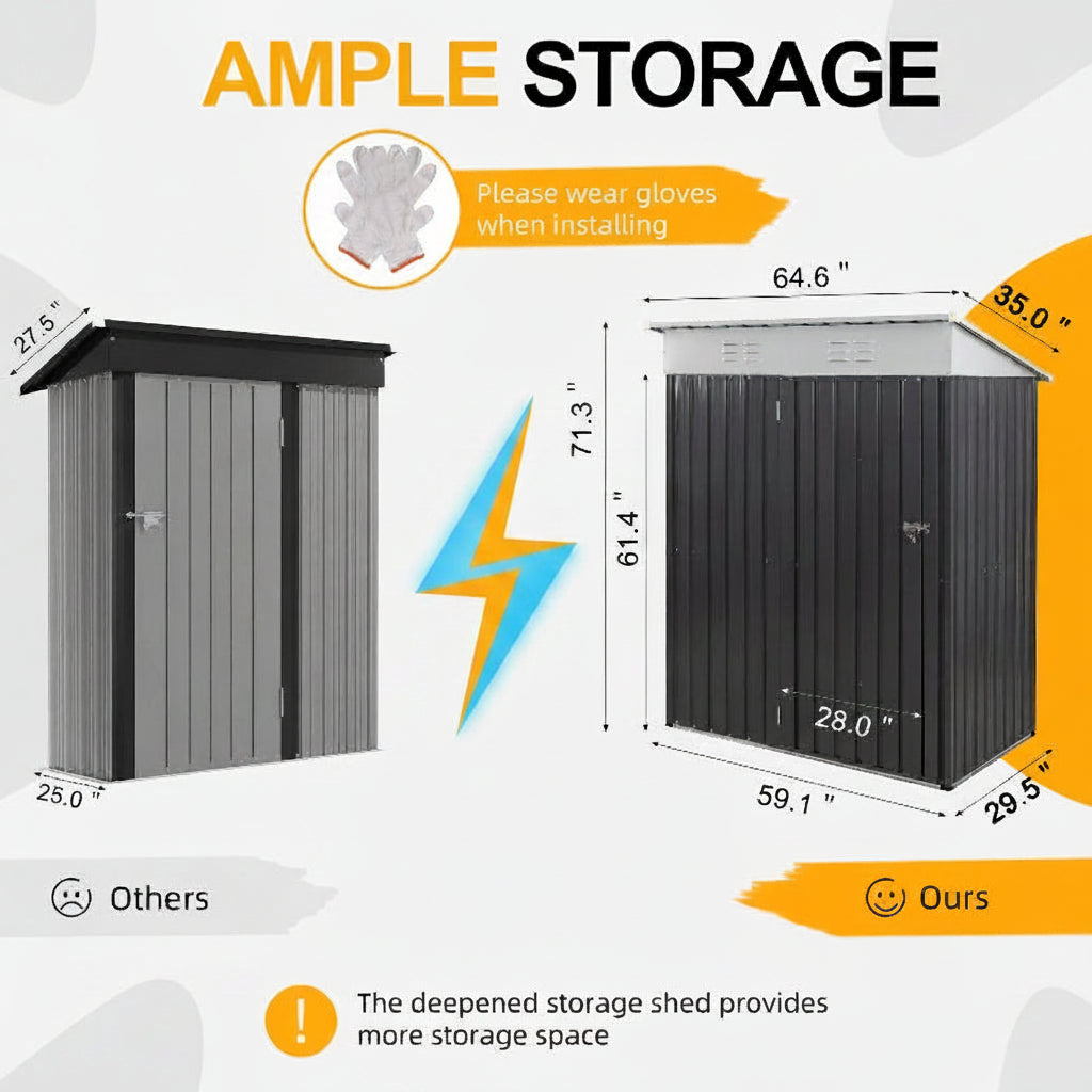 Outdoor Steel Storage Shed for Garden & Backyard