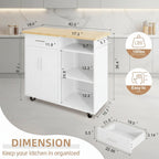 Kitchen Island Cart Solid Wood Top Forty Two Inch Storage