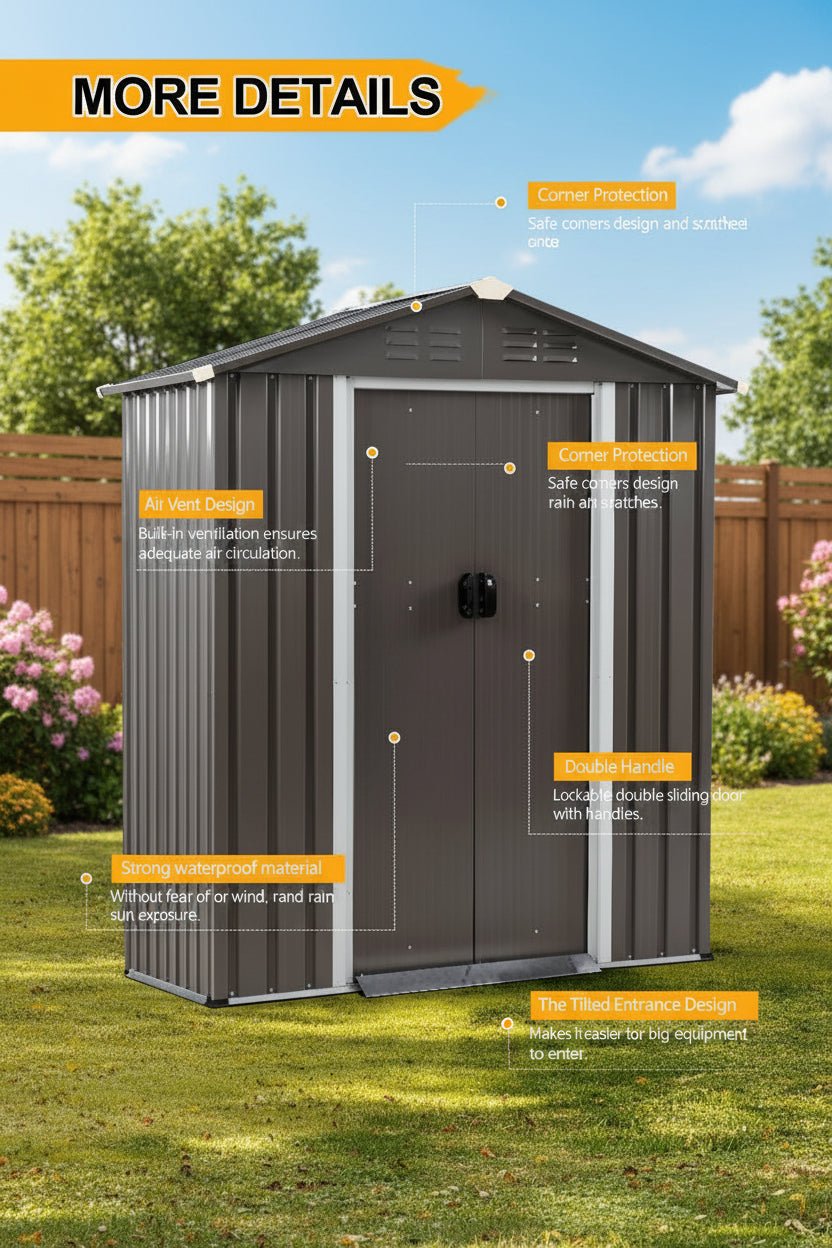 Outdoor Steel Storage Shed for Garden & Backyard