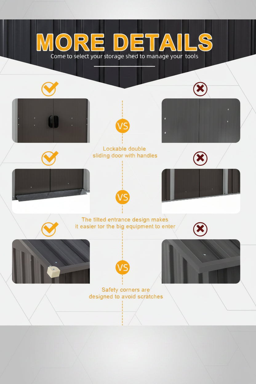 Outdoor Steel Storage Shed for Garden & Backyard