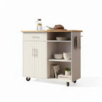Kitchen Island Cart Solid Wood Top Forty Two Inch Storage
