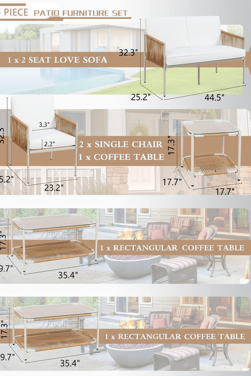 5-Piece Outdoor Rattan Conversation Set