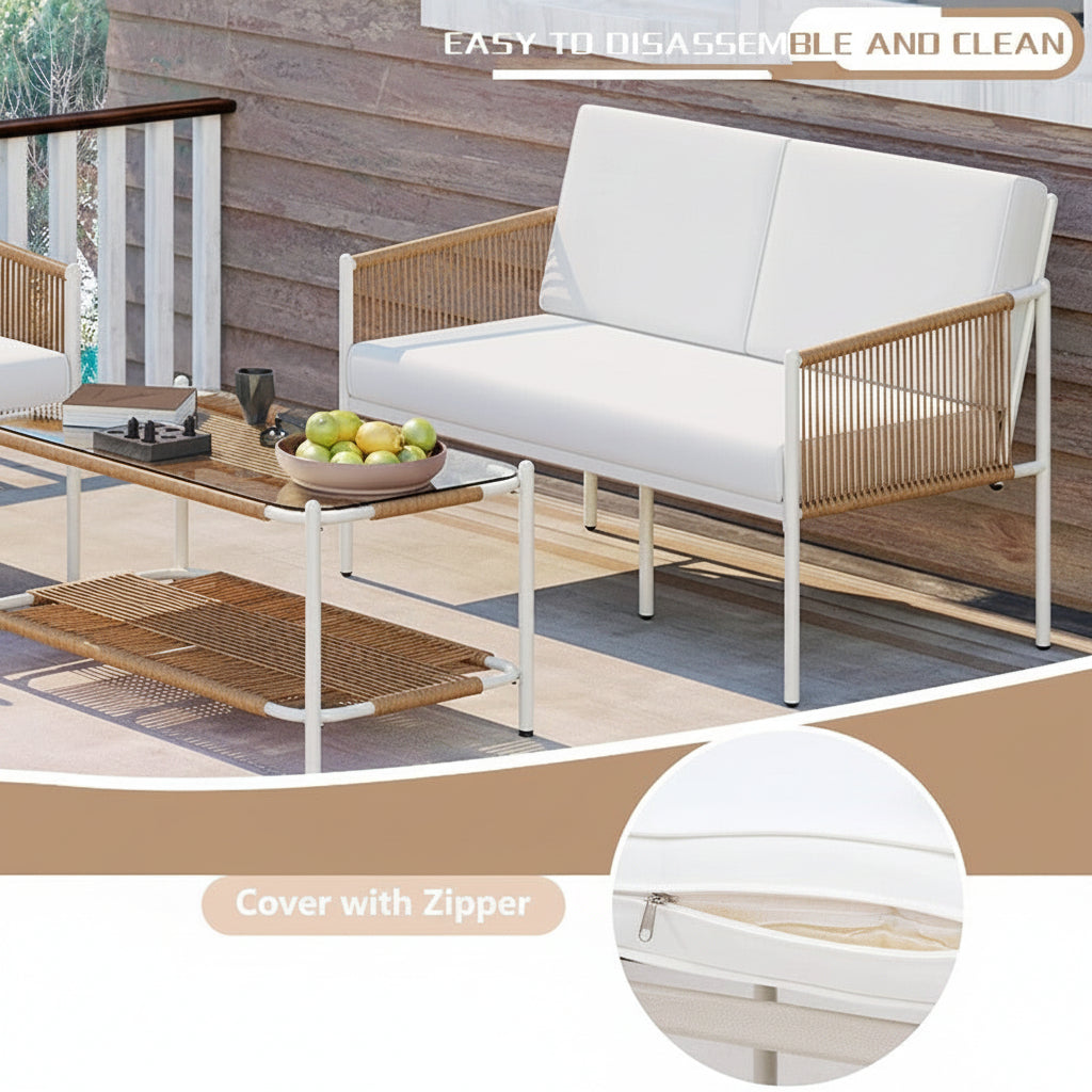 5-Piece Outdoor Rattan Conversation Set