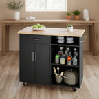 Kitchen Island Cart Solid Wood Top Forty Two Inch Storage