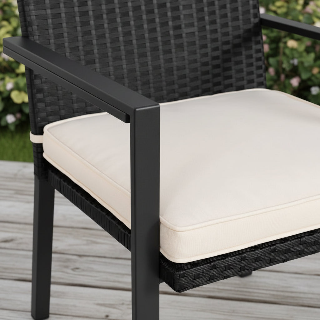 Outdoor Wicker Bistro Set with 2 Chairs & Table