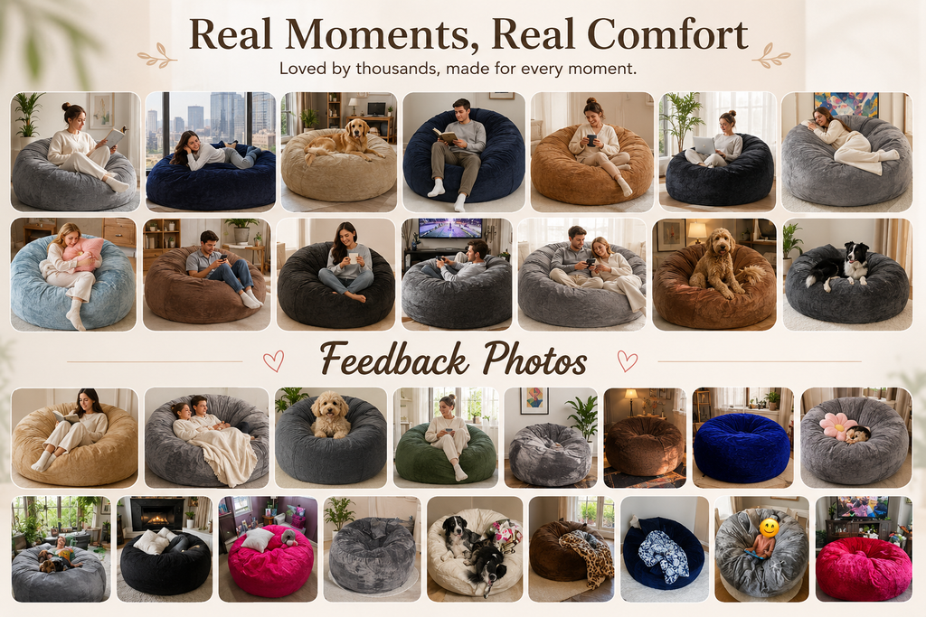 3FT/4FT/5FT/Jumbo Bean Bag Chair – An extendable bean bag sofa filled with soft memory foam and wrapped in cozy flannel fabric, offering durable comfort and relaxed seating for any living space.