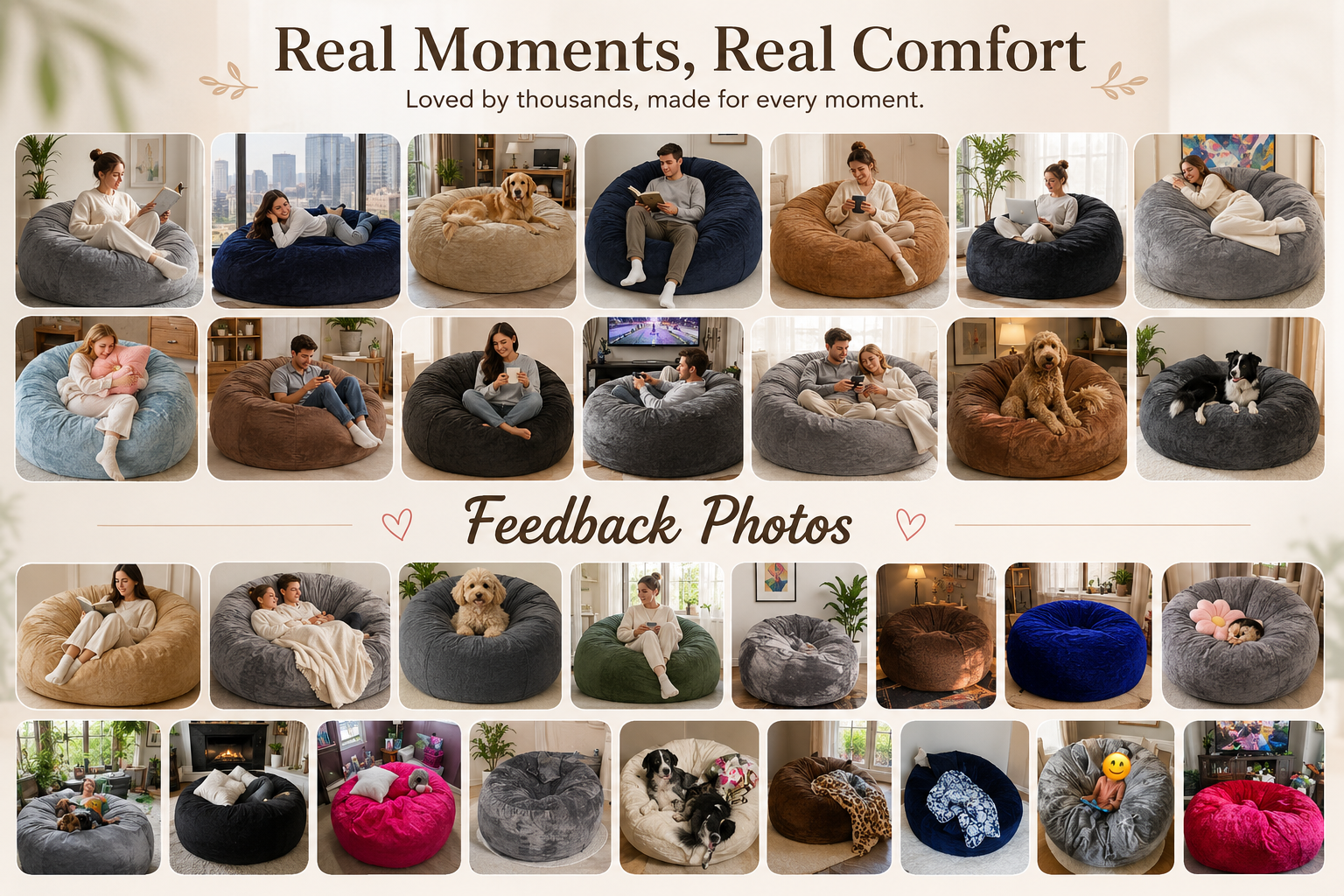 3FT/4FT/5FT/Jumbo Bean Bag Chair – An extendable bean bag sofa filled with soft memory foam and wrapped in cozy flannel fabric, offering durable comfort and relaxed seating for any living space.