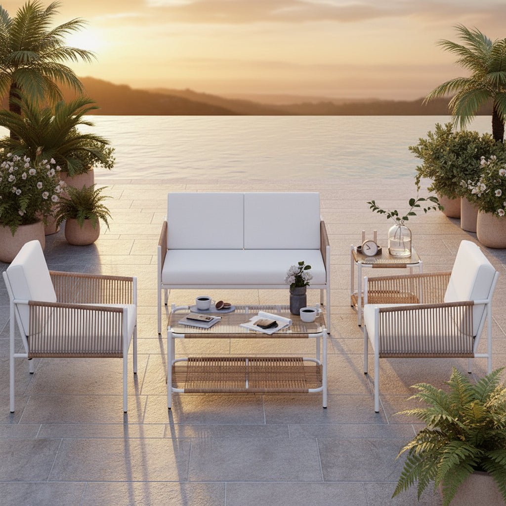 5-Piece Outdoor Rattan Conversation Set