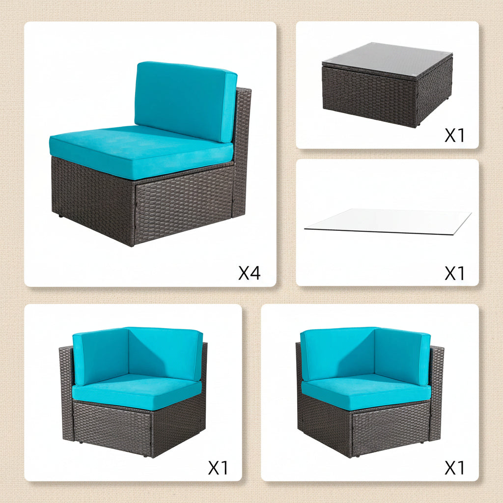 7-Piece Outdoor PE Wicker Sectional Sofa Set