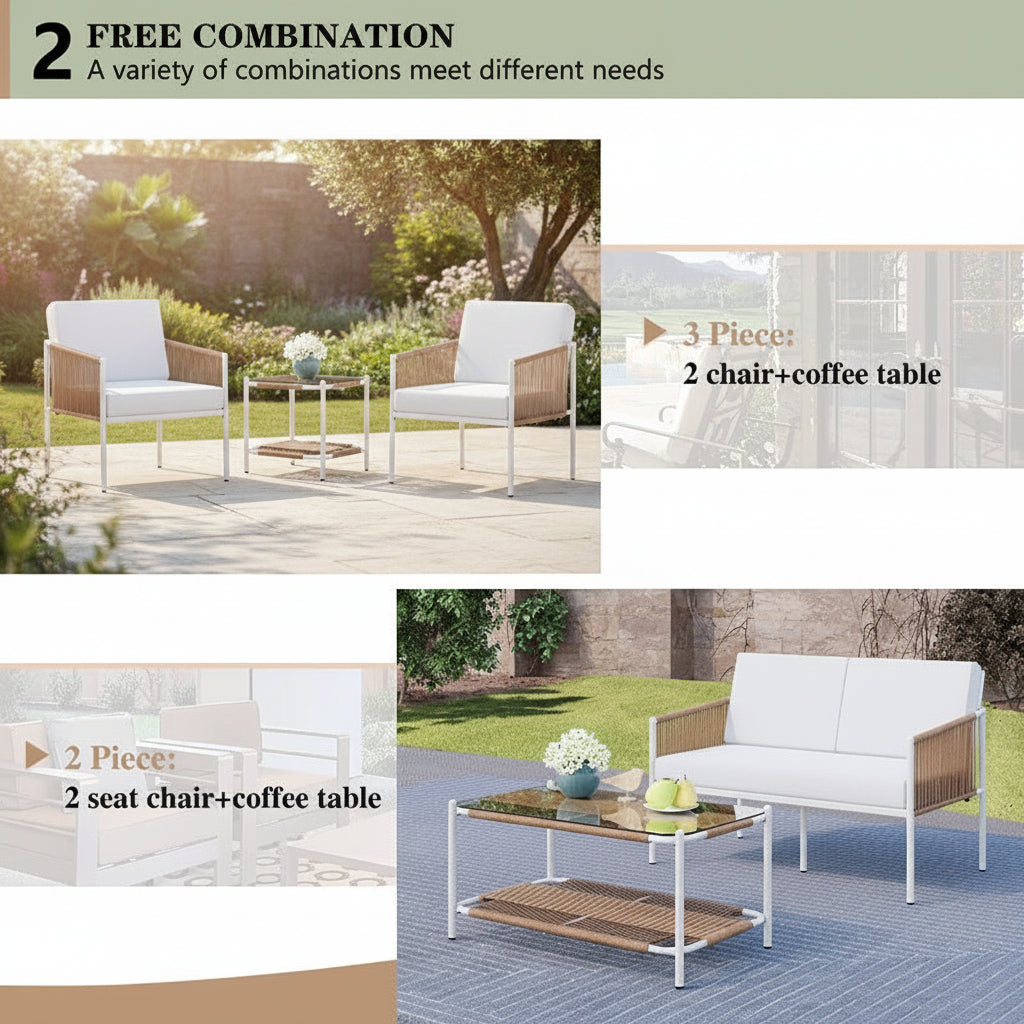 5-Piece Outdoor Rattan Conversation Set