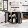 39.7" Rolling Kitchen Island Table with Storage