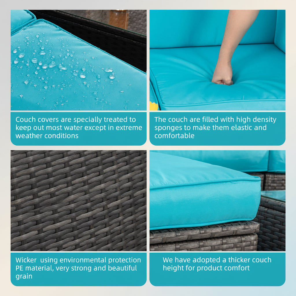 7-Piece Outdoor PE Wicker Sectional Sofa Set