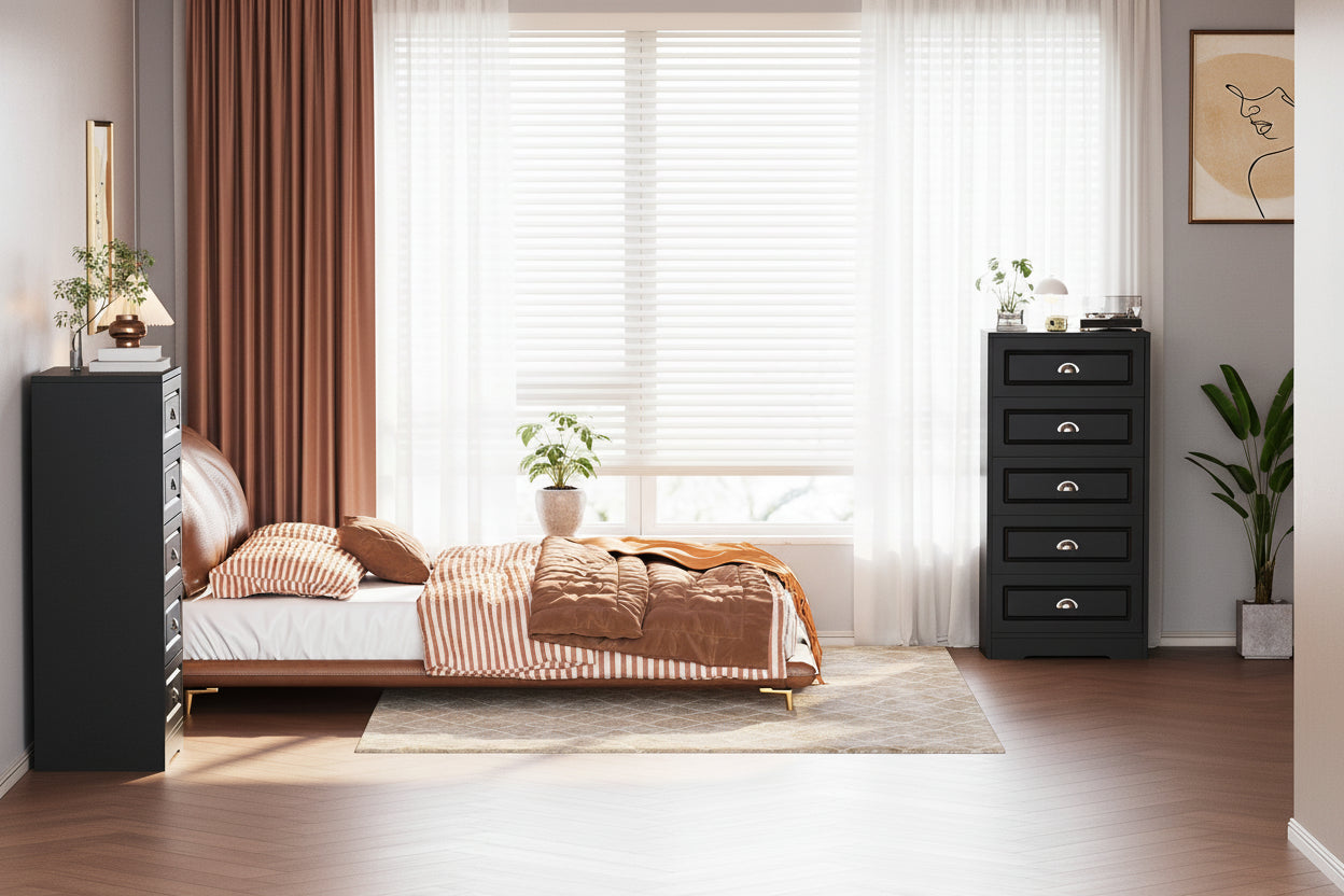 Walsunny Tall 5-Drawer Vertical Dresser for Bedroom Storage