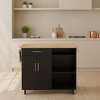 Kitchen Island Cart Solid Wood Top Forty Two Inch Storage