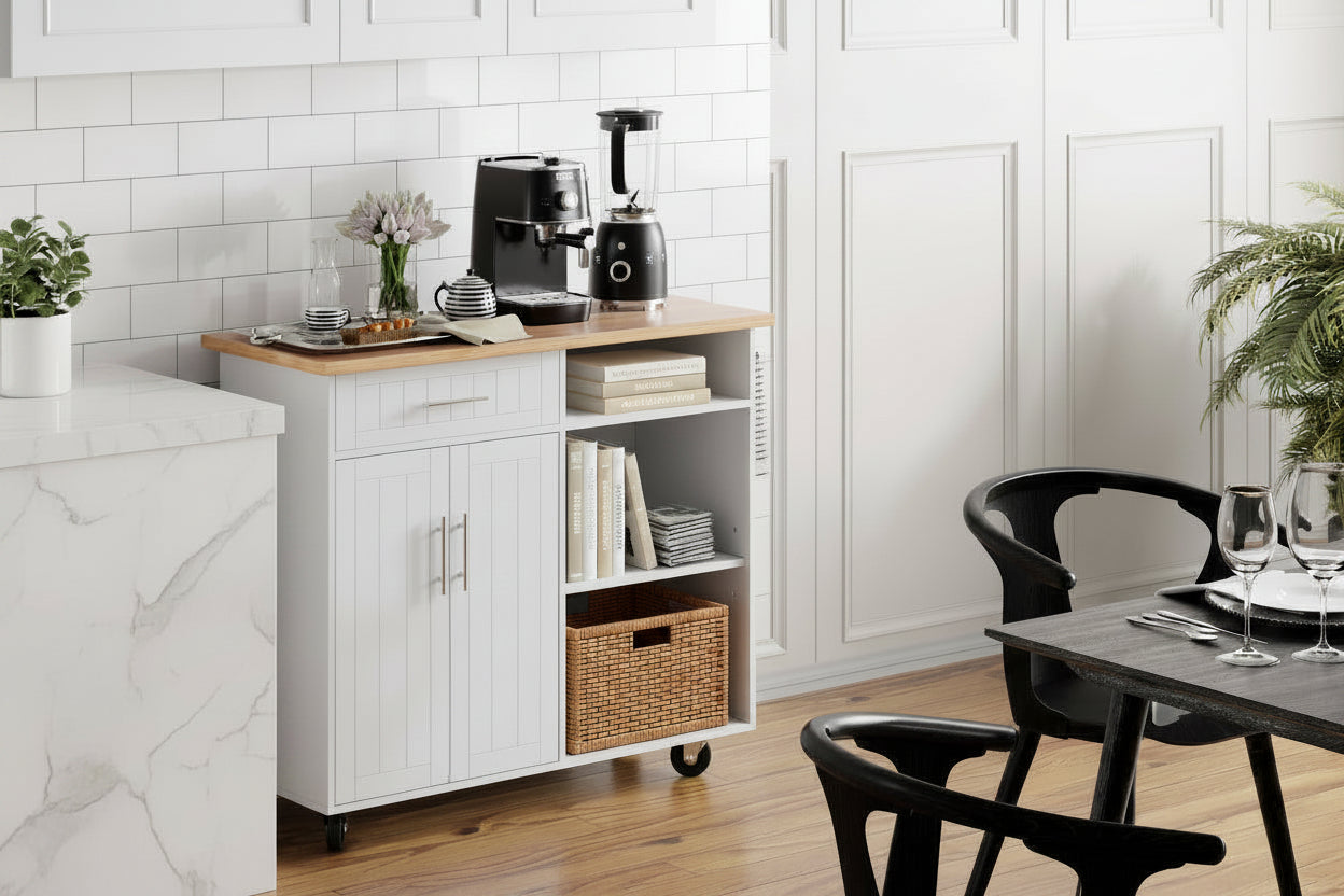 Kitchen Island Cart Solid Wood Top Forty Two Inch Storage