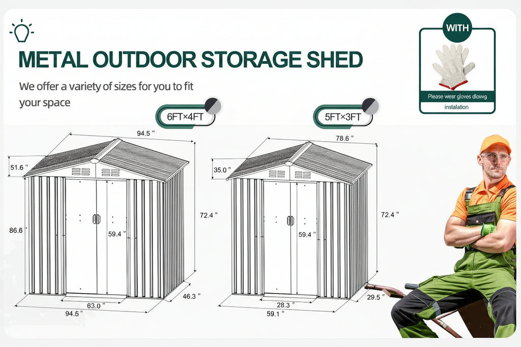 Outdoor Steel Storage Shed for Garden & Backyard