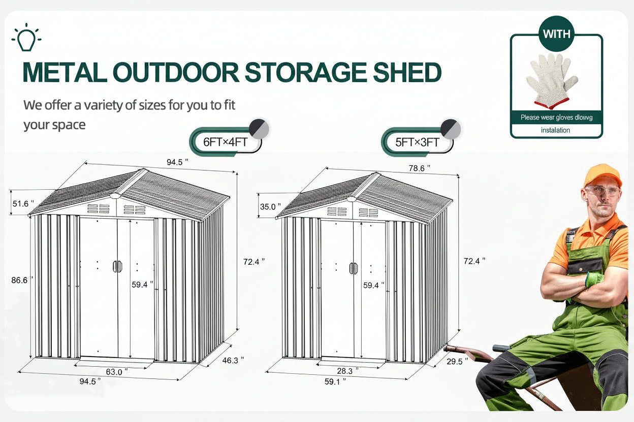 Outdoor Steel Storage Shed for Garden & Backyard