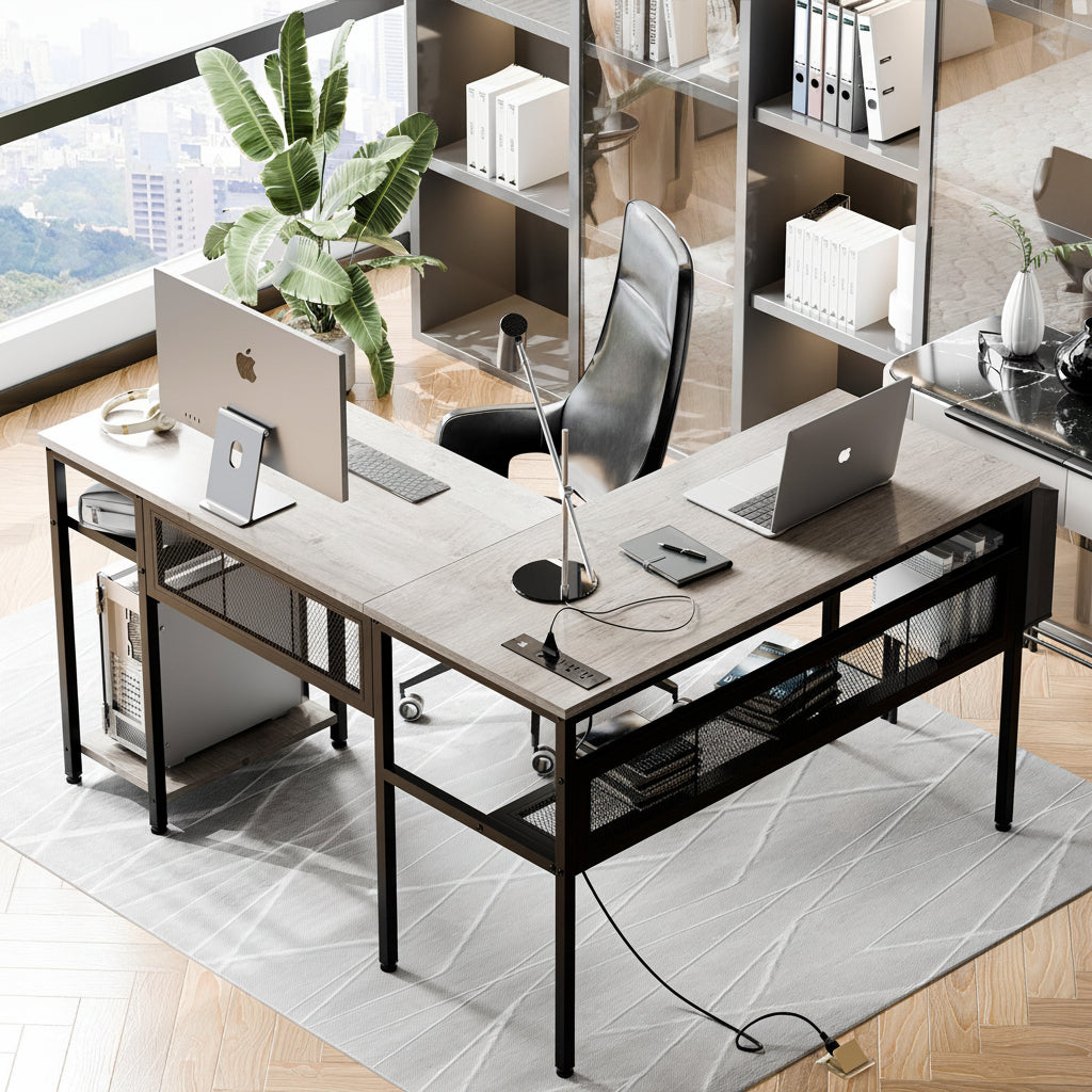50-Inch L-Shaped Gaming Computer Desk for Home Office