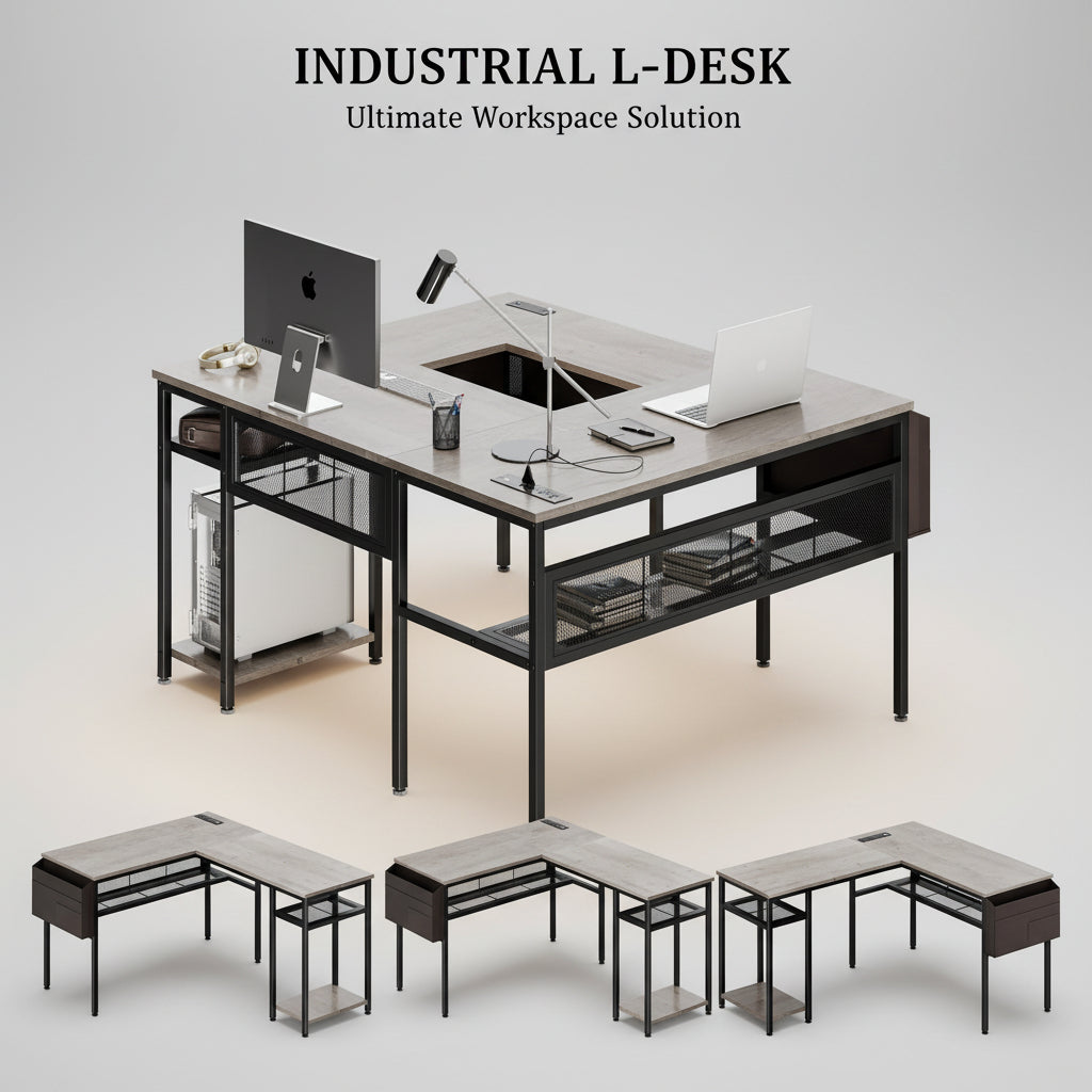 50-Inch L-Shaped Gaming Computer Desk for Home Office