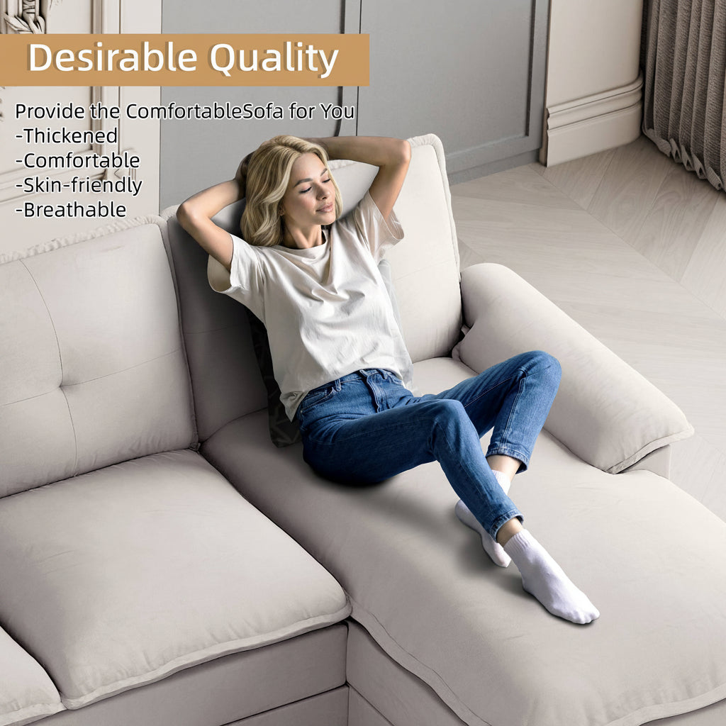 Walsunny Modern 109" U-Shaped Sectional Sofa with Double Chaise Lounge, 4-Seat