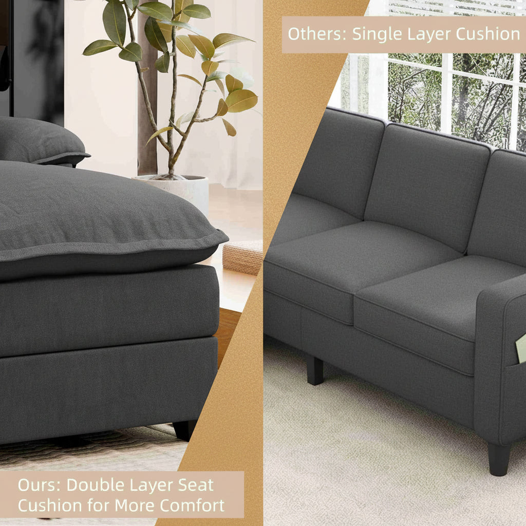 Walsunny Modern 109" U-Shaped Sectional Sofa with Double Chaise Lounge, 4-Seat