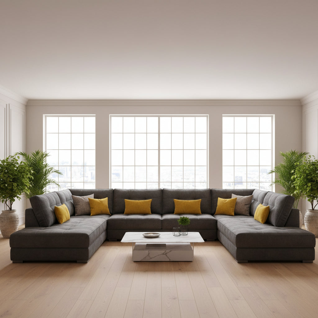 Walsunny Modern 109" U-Shaped Sectional Sofa with Double Chaise Lounge, 4-Seat