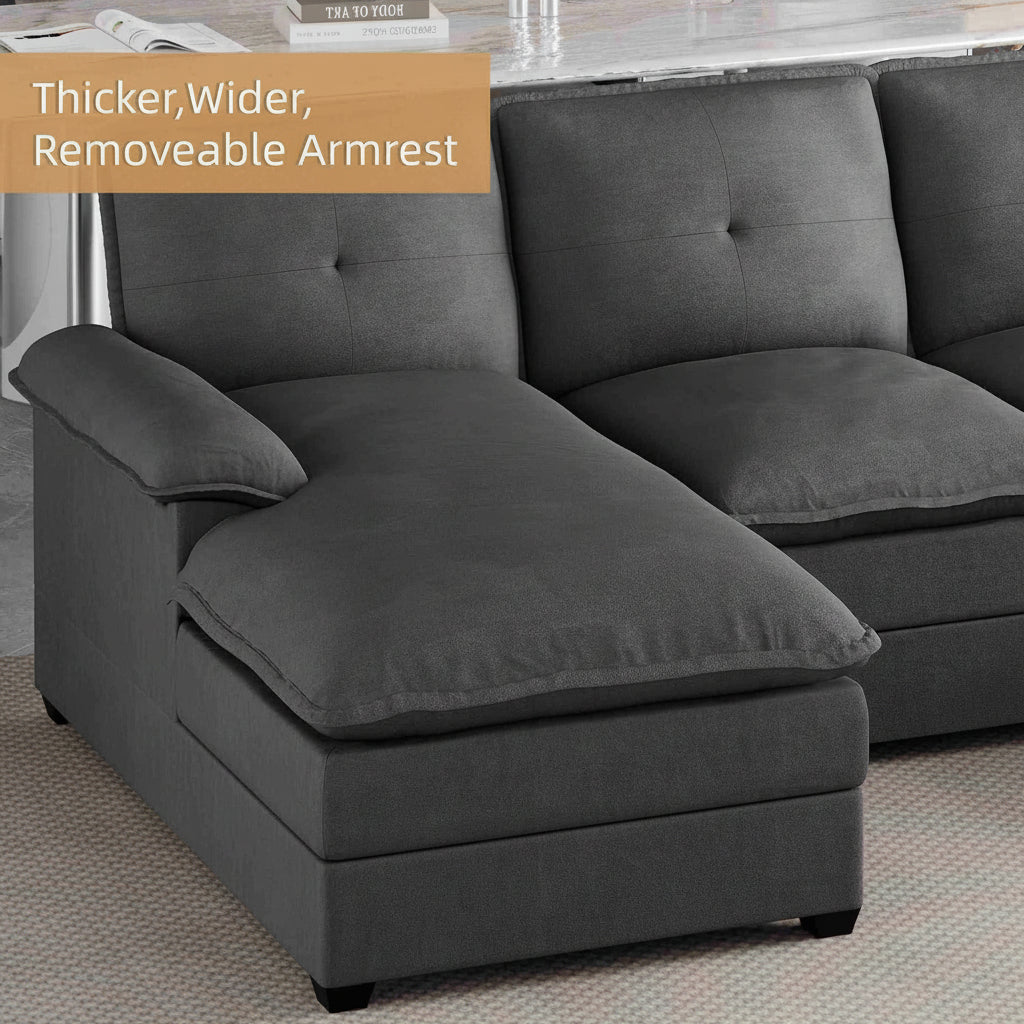 Walsunny Modern 109" U-Shaped Sectional Sofa with Double Chaise Lounge, 4-Seat