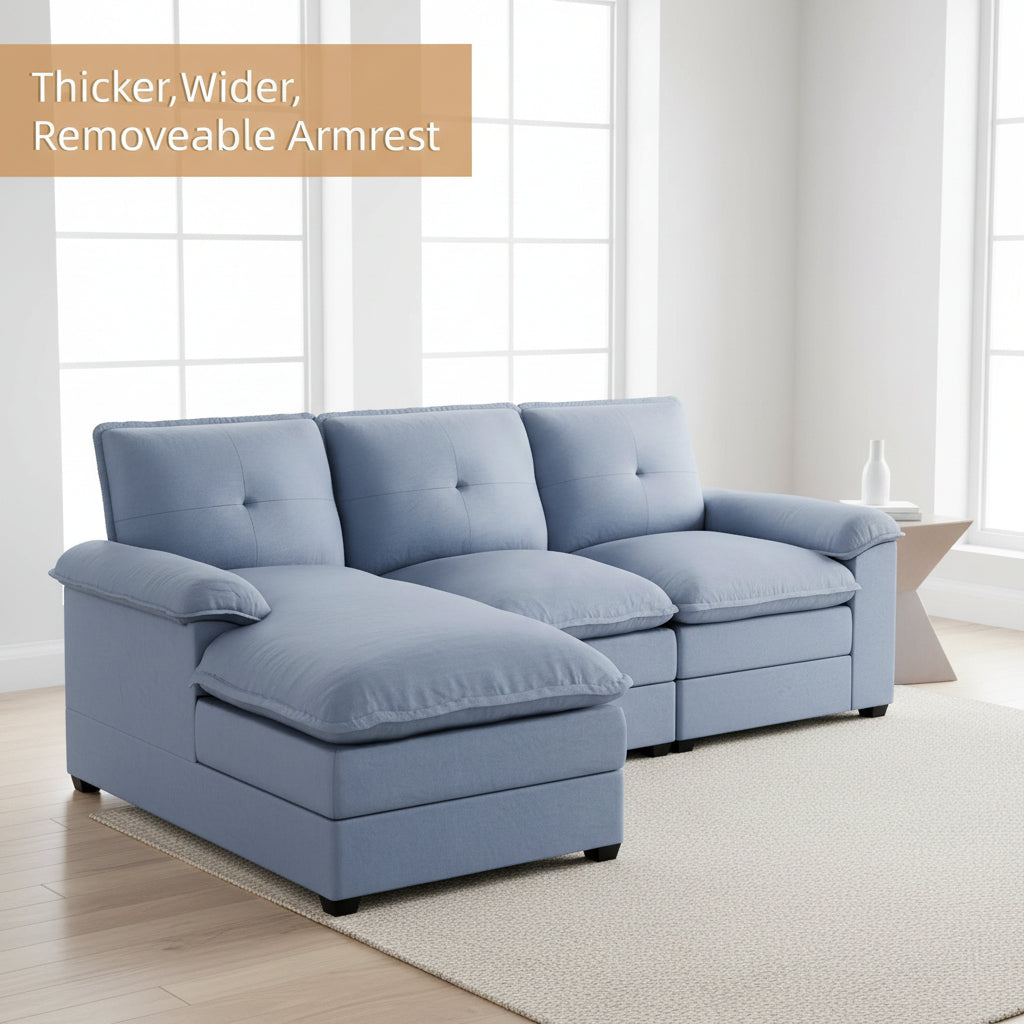 Walsunny Modern 109" U-Shaped Sectional Sofa with Double Chaise Lounge, 4-Seat