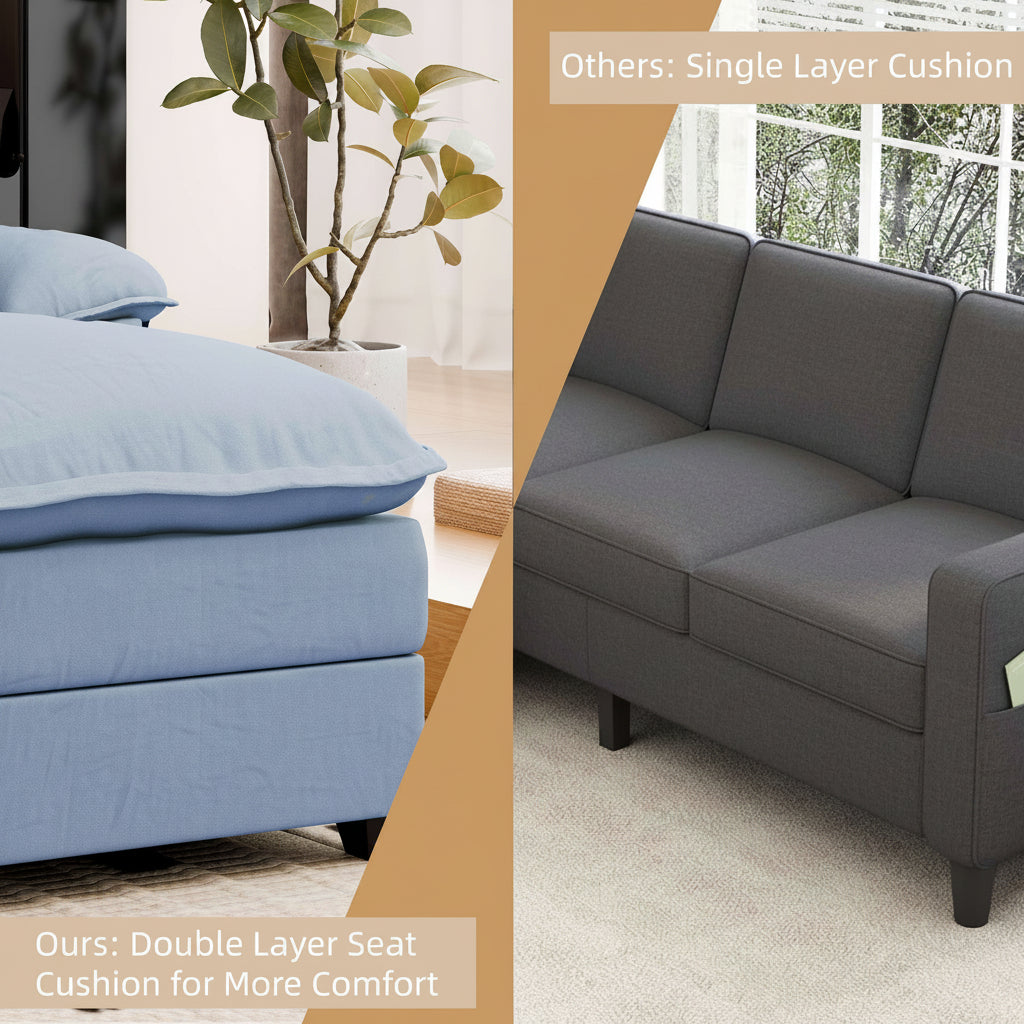 Walsunny Modern 109" U-Shaped Sectional Sofa with Double Chaise Lounge, 4-Seat