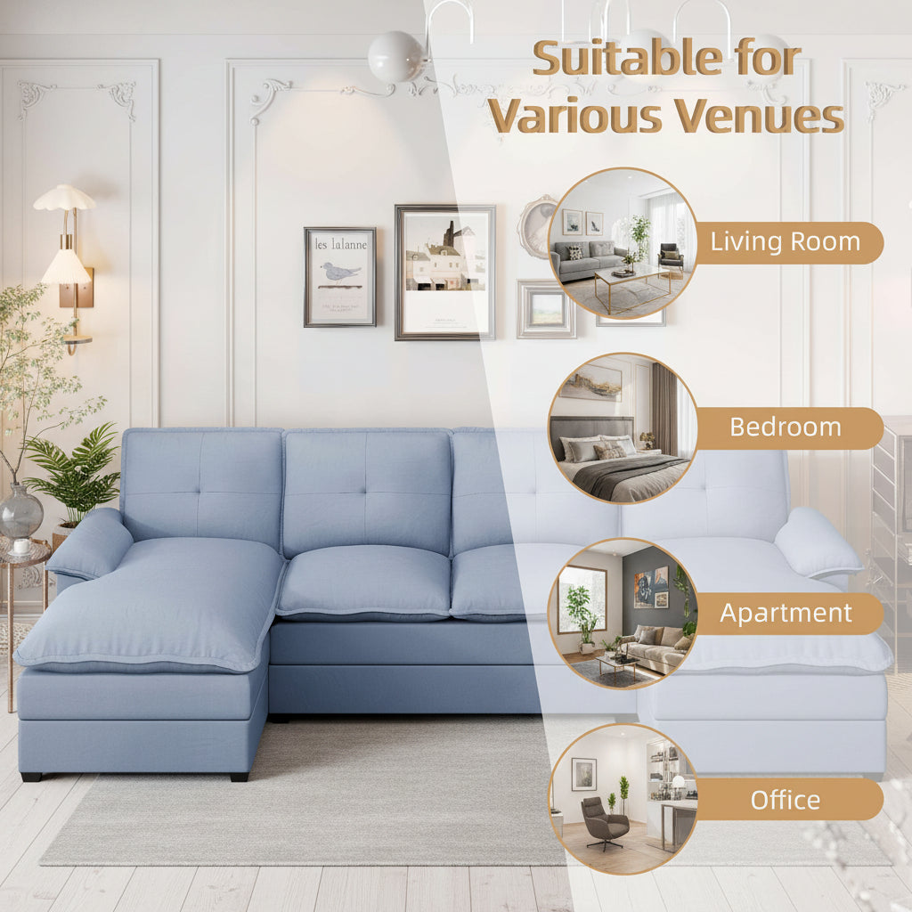Walsunny Modern 109" U-Shaped Sectional Sofa with Double Chaise Lounge, 4-Seat