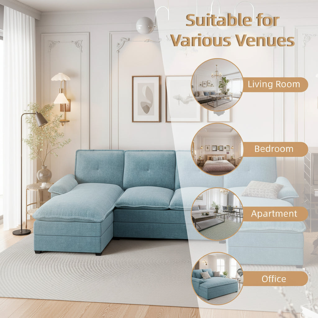 Walsunny Modern 109" U-Shaped Sectional Sofa with Double Chaise Lounge, 4-Seat