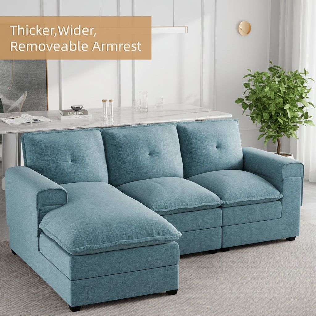 Walsunny Modern 109" U-Shaped Sectional Sofa with Double Chaise Lounge, 4-Seat