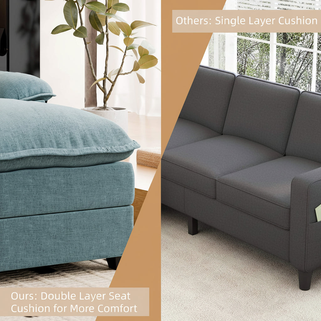 Walsunny Modern 109" U-Shaped Sectional Sofa with Double Chaise Lounge, 4-Seat