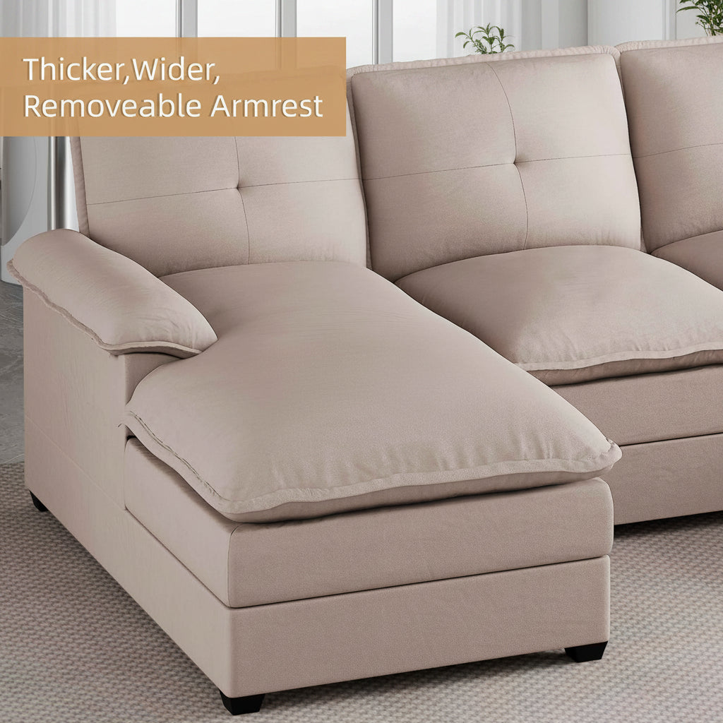 Walsunny Modern 109" U-Shaped Sectional Sofa with Double Chaise Lounge, 4-Seat