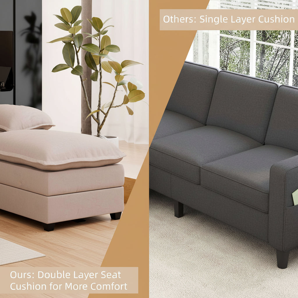 Walsunny Modern 109" U-Shaped Sectional Sofa with Double Chaise Lounge, 4-Seat