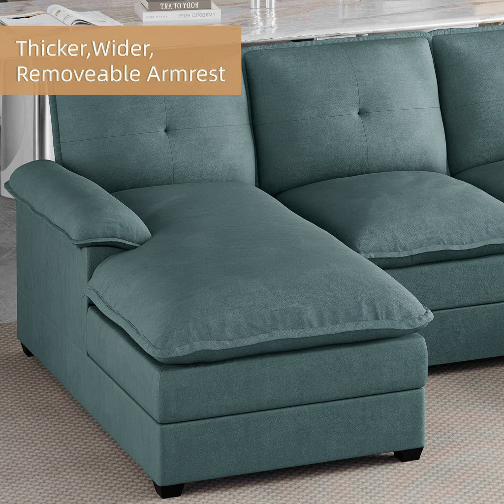 Walsunny Modern 109" U-Shaped Sectional Sofa with Double Chaise Lounge, 4-Seat