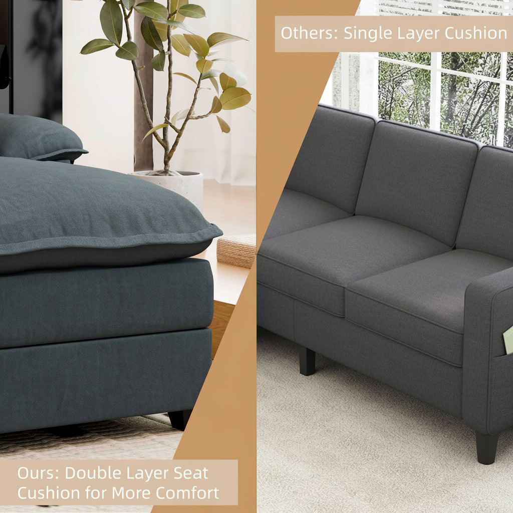 Walsunny Modern 109" U-Shaped Sectional Sofa with Double Chaise Lounge, 4-Seat