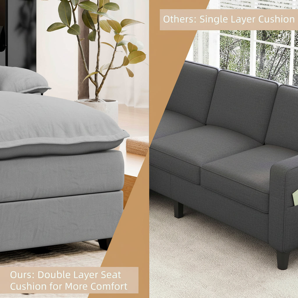 Walsunny Modern 109" U-Shaped Sectional Sofa with Double Chaise Lounge, 4-Seat