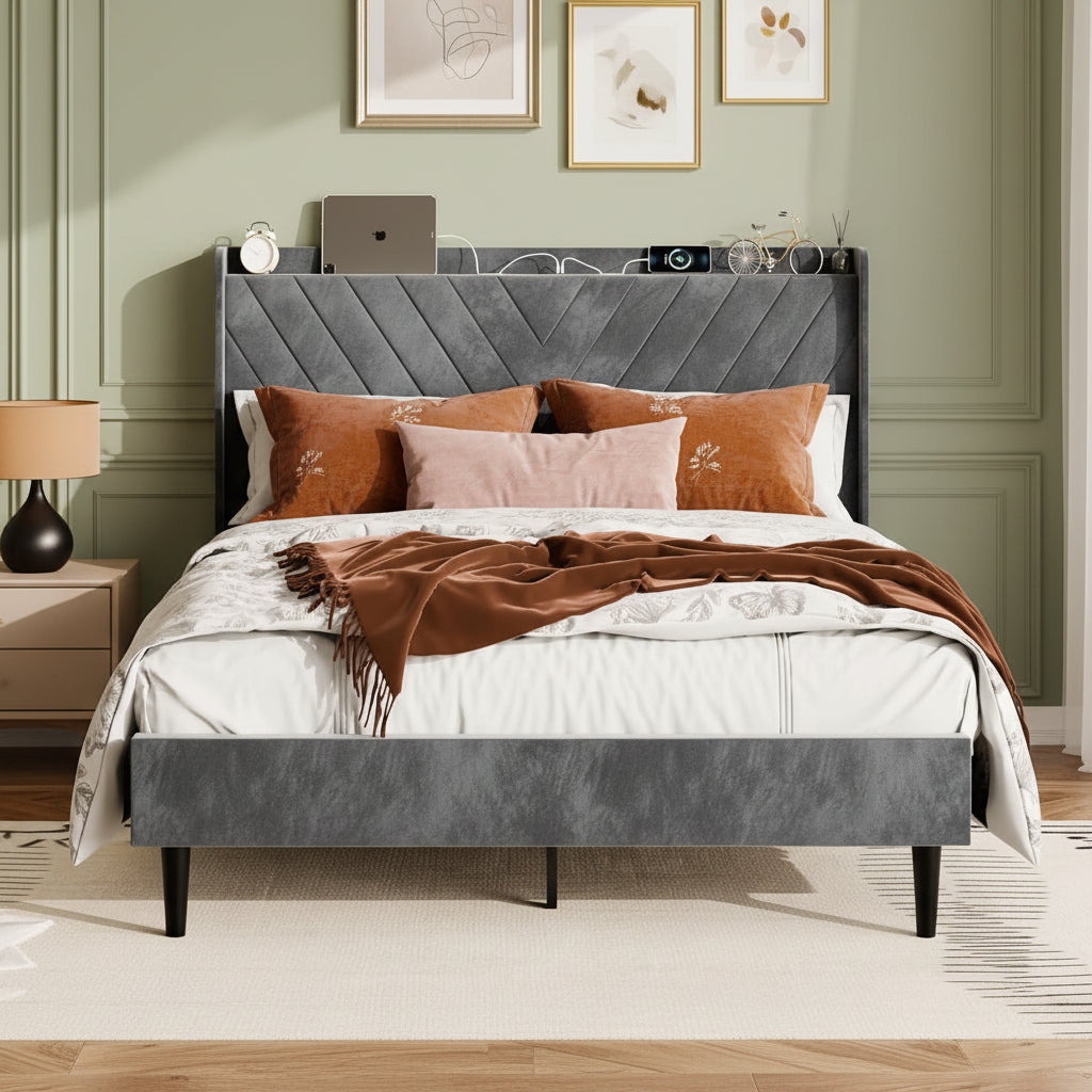 Platform Bed Frame with 4 Large Storage Drawers