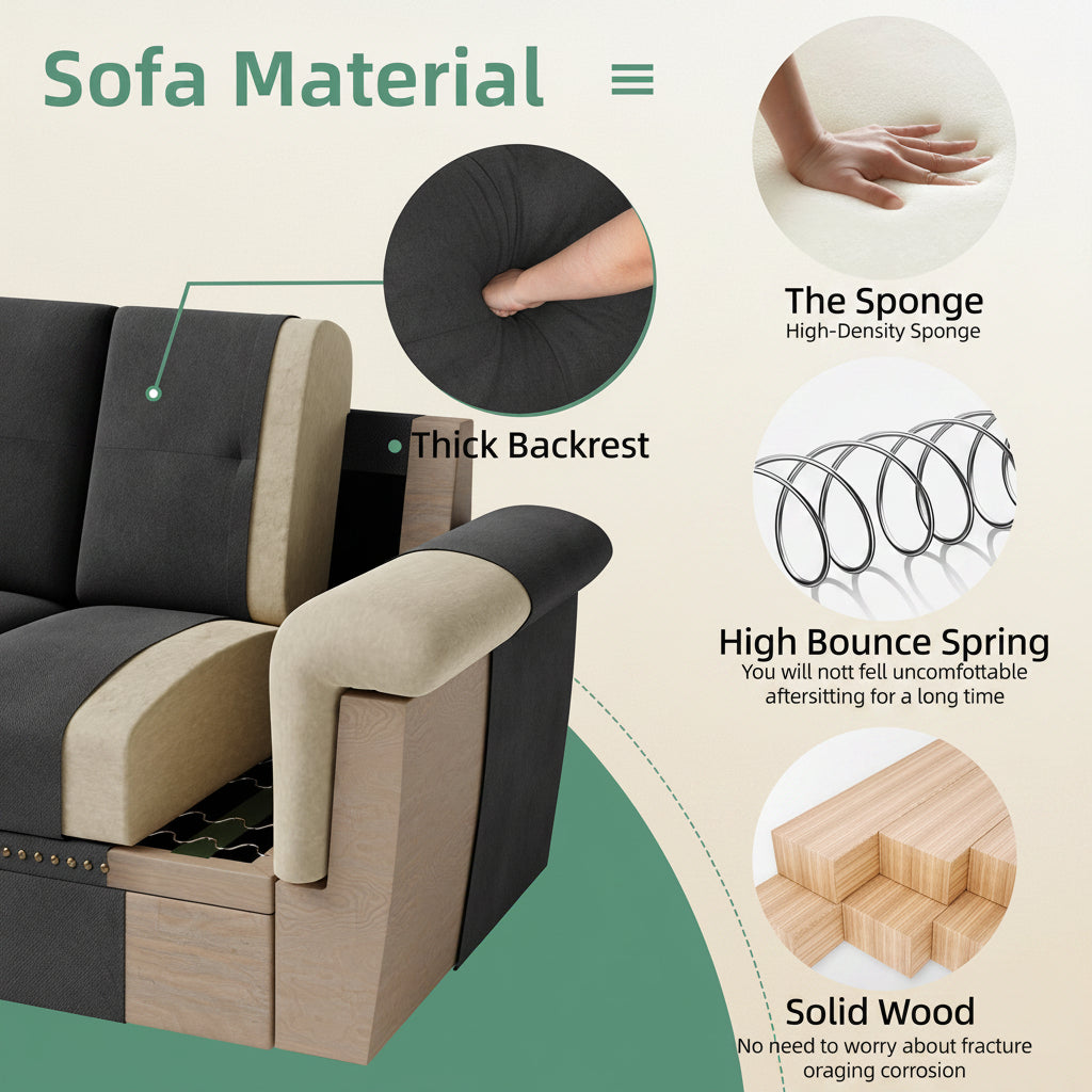 Modern L-Shaped 4-Seat Sectional Sofa With Large Storage Ottoman by Walsunny